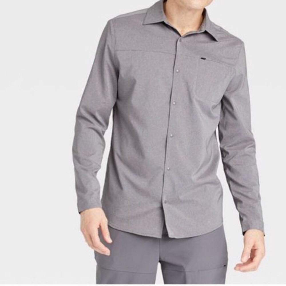 Men’s Button Down Long Sleeve Shirt Size XXL Gray